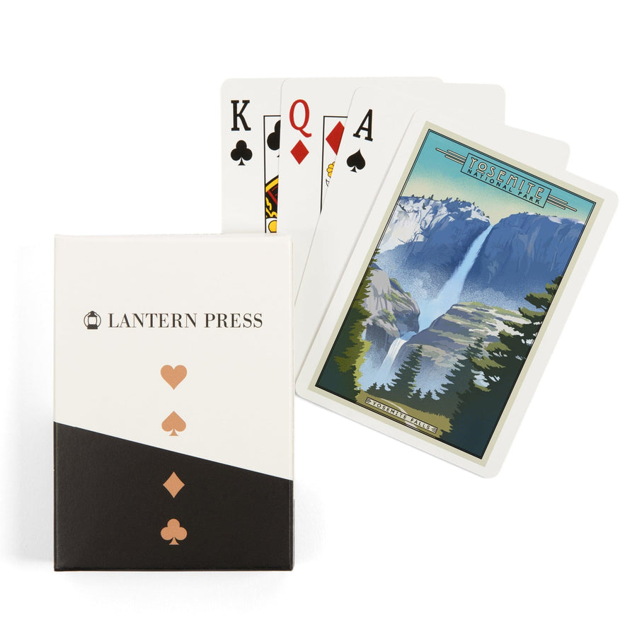 Playing Cards, Yosemite National Park, California, Falls, Lithograph National Park Series, 52 Card Deck with Jokers in Box, Unique Art Cards Lantern Press 