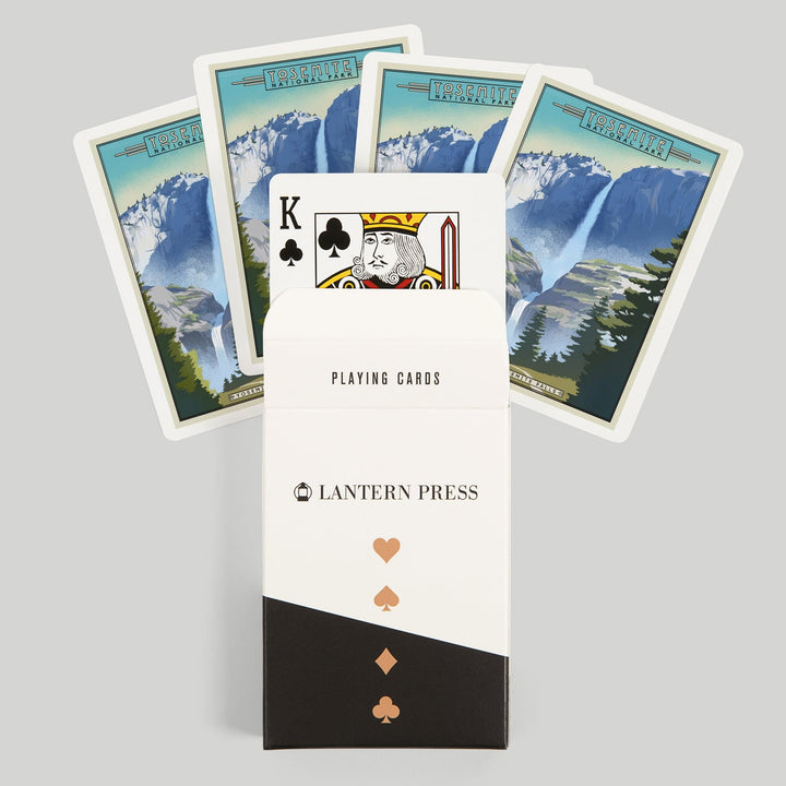 Playing Cards, Yosemite National Park, California, Falls, Lithograph National Park Series, 52 Card Deck with Jokers in Box, Unique Art Cards Lantern Press 