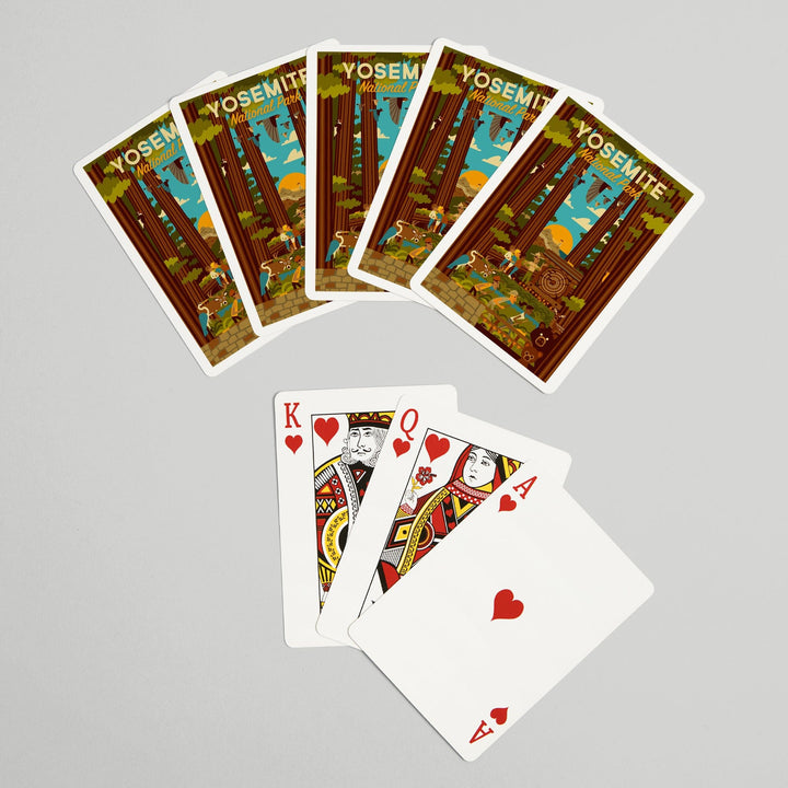 Playing Cards, Yosemite National Park, California, Forest, Geometric, 52 Card Deck with Jokers in Box, Unique Art Cards Lantern Press 