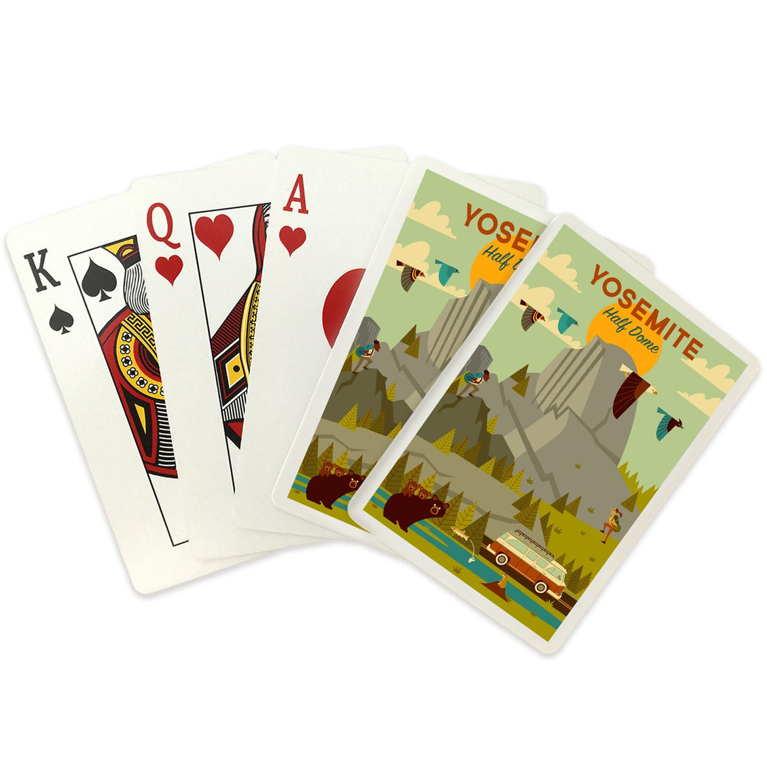Playing Cards, Yosemite National Park, California, Half Dome, Geometric National Park Series, 52 Card Deck with Jokers in Box, Unique Art Cards Lantern Press 
