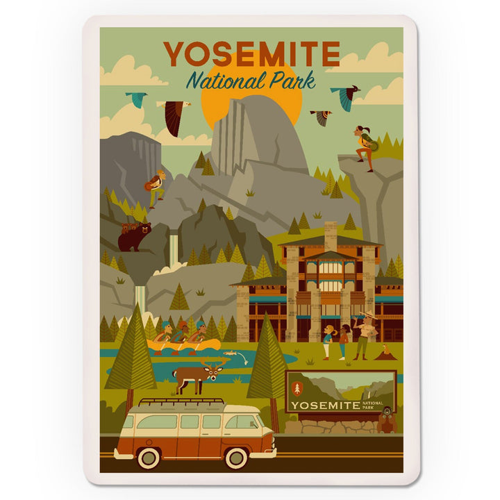 Playing Cards, Yosemite National Park, California, Half Dome, Lodge, Geometric, 52 Card Deck with Jokers in Box, Unique Art Cards Lantern Press 