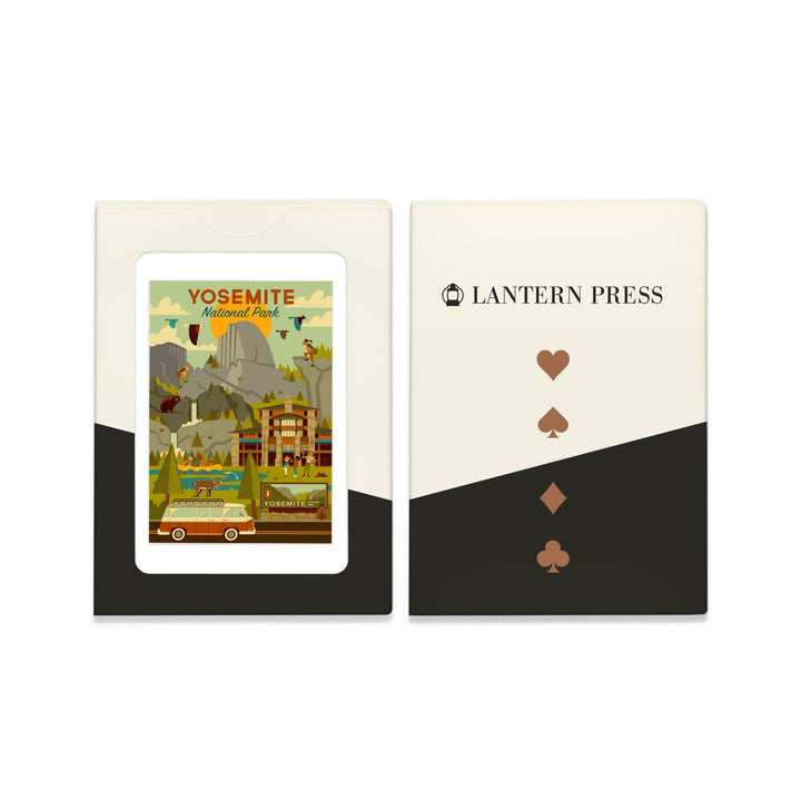 Playing Cards, Yosemite National Park, California, Half Dome, Lodge, Geometric, 52 Card Deck with Jokers in Box, Unique Art Cards Lantern Press 