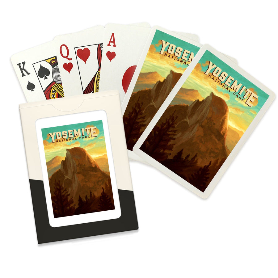 Playing Cards, Yosemite National Park, California, Half Dome, Oil Painting, 52 Card Deck with Jokers in Box, Unique Art Cards Lantern Press 