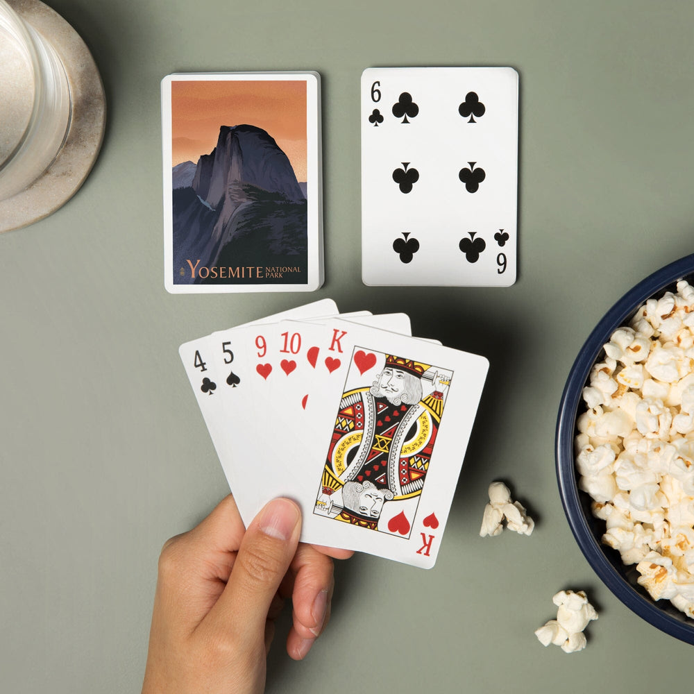 Playing Cards, Yosemite National Park, California, Half Dome, Orange Sky, Lithograph, 52 Card Deck with Jokers in Box, Unique Art Cards Lantern Press 