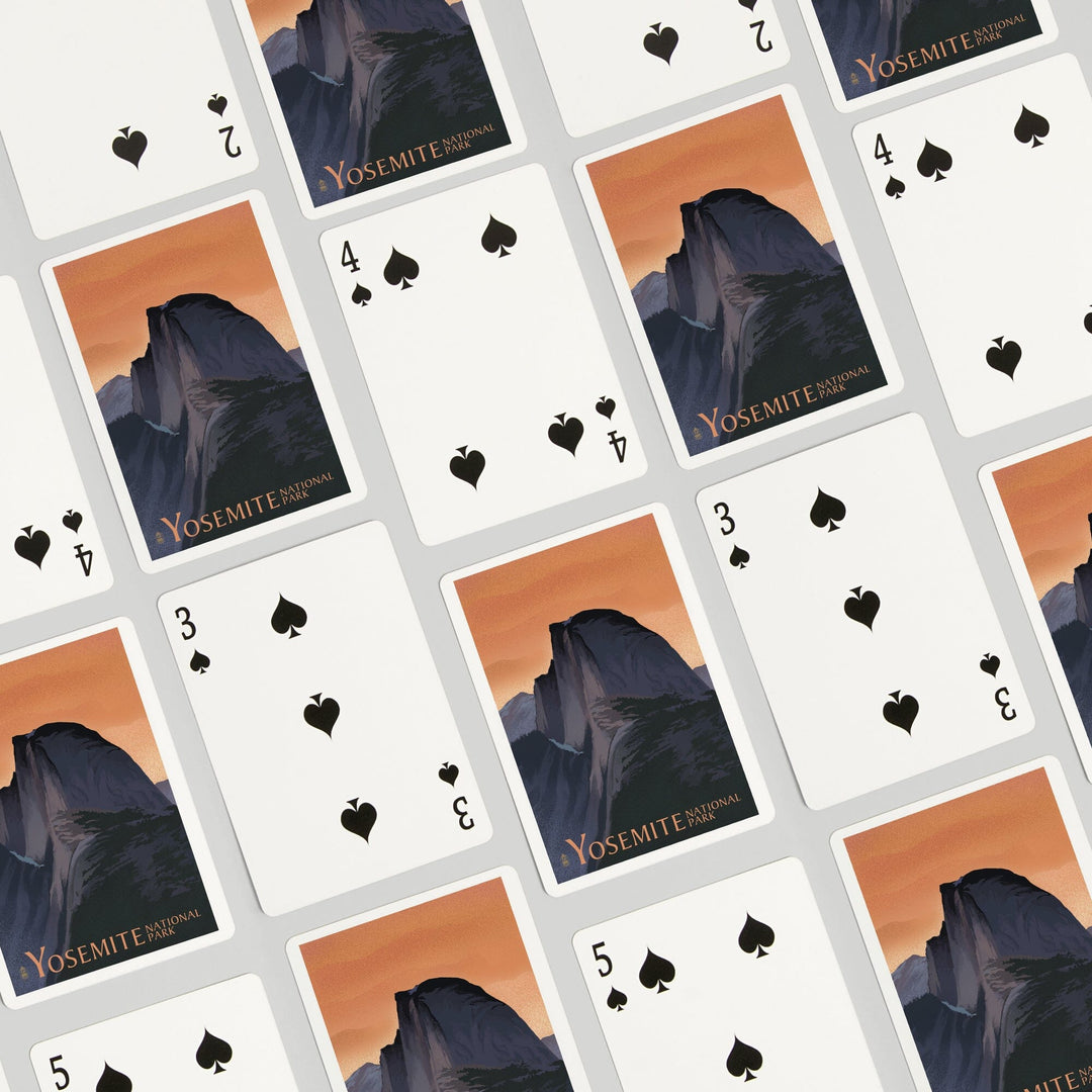 Playing Cards, Yosemite National Park, California, Half Dome, Orange Sky, Lithograph, 52 Card Deck with Jokers in Box, Unique Art Cards Lantern Press 