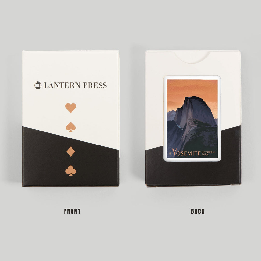 Playing Cards, Yosemite National Park, California, Half Dome, Orange Sky, Lithograph, 52 Card Deck with Jokers in Box, Unique Art Cards Lantern Press 