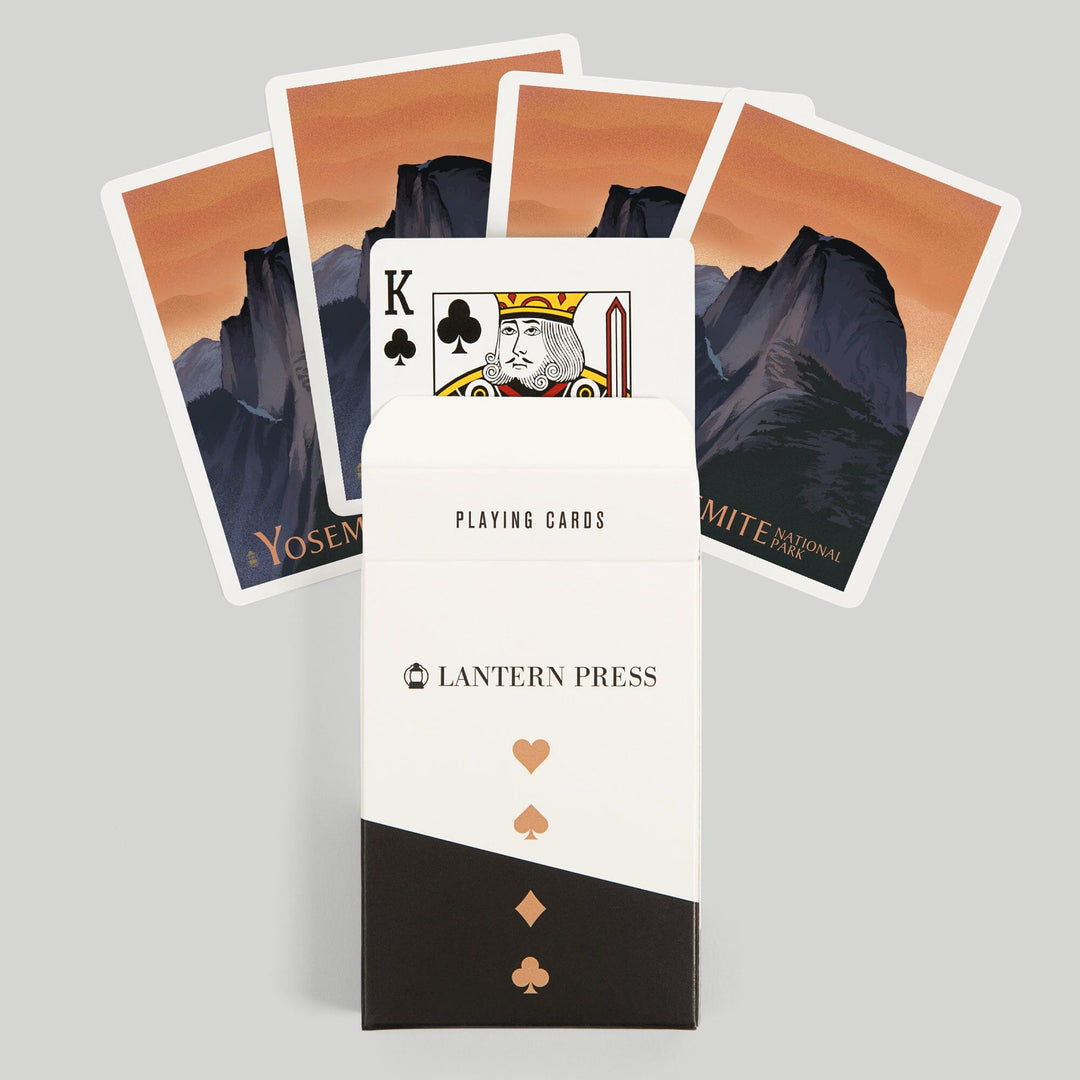 Playing Cards, Yosemite National Park, California, Half Dome, Orange Sky, Lithograph, 52 Card Deck with Jokers in Box, Unique Art Cards Lantern Press 