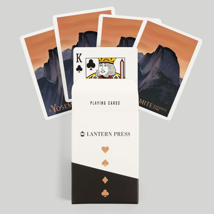 Playing Cards, Yosemite National Park, California, Half Dome, Orange Sky, Lithograph, 52 Card Deck with Jokers in Box, Unique Art Cards Lantern Press 
