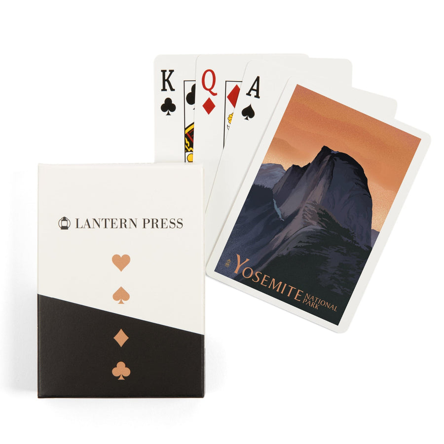 Playing Cards, Yosemite National Park, California, Half Dome, Orange Sky, Lithograph, 52 Card Deck with Jokers in Box, Unique Art Cards Lantern Press 