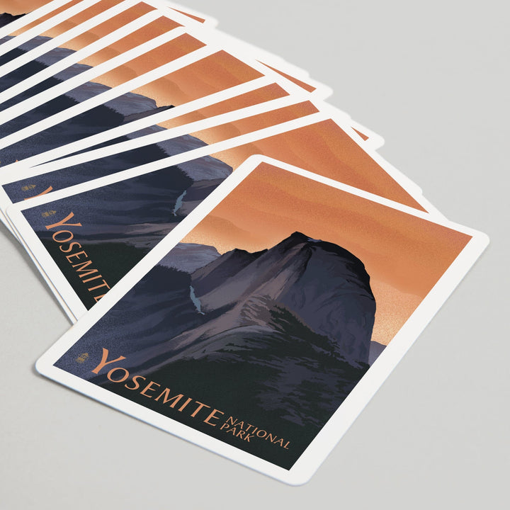 Playing Cards, Yosemite National Park, California, Half Dome, Orange Sky, Lithograph, 52 Card Deck with Jokers in Box, Unique Art Cards Lantern Press 