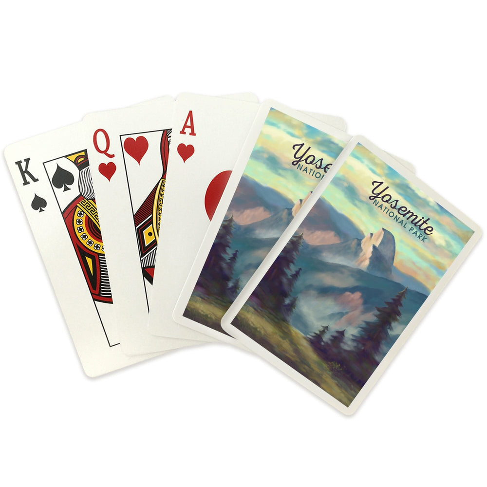 Playing Cards, Yosemite National Park, California, Half Dome Scene, Oil Painting, 52 Card Deck with Jokers in Box, Unique Art Cards Lantern Press 