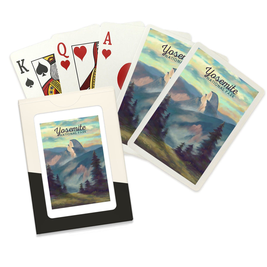 Playing Cards, Yosemite National Park, California, Half Dome Scene, Oil Painting, 52 Card Deck with Jokers in Box, Unique Art Cards Lantern Press 
