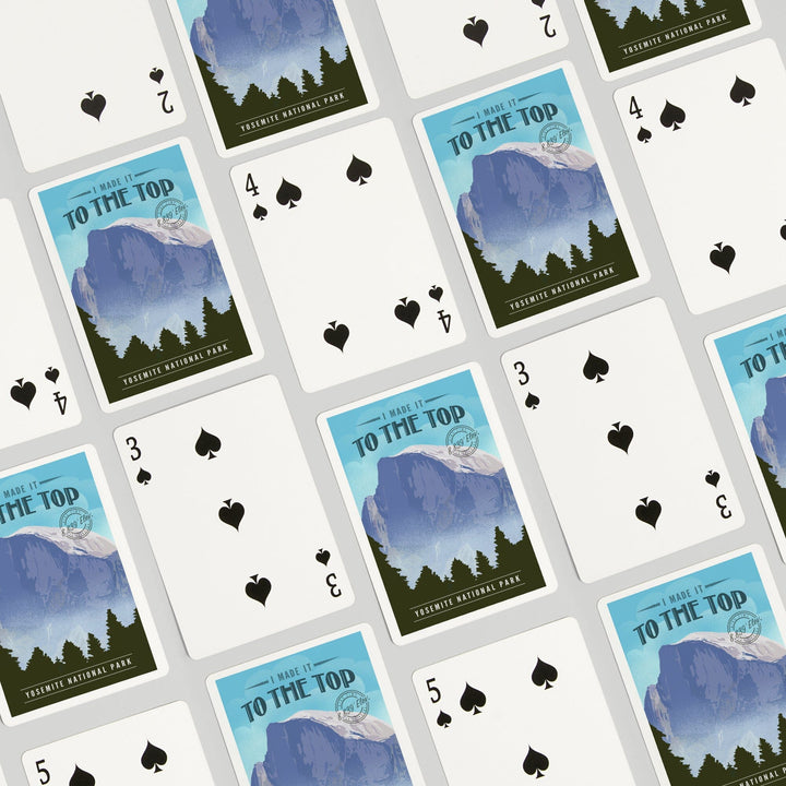 Playing Cards, Yosemite National Park, California, I Made it to the Top, Half Dome, Lithograph, 52 Card Deck with Jokers in Box, Unique Art Cards Lantern Press 