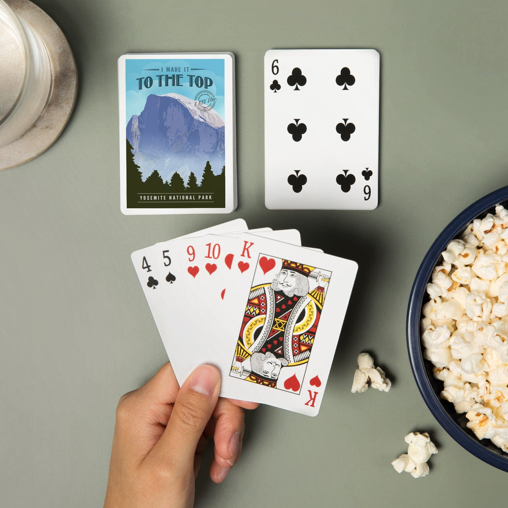 Playing Cards, Yosemite National Park, California, I Made it to the Top, Half Dome, Lithograph, 52 Card Deck with Jokers in Box, Unique Art Cards Lantern Press 