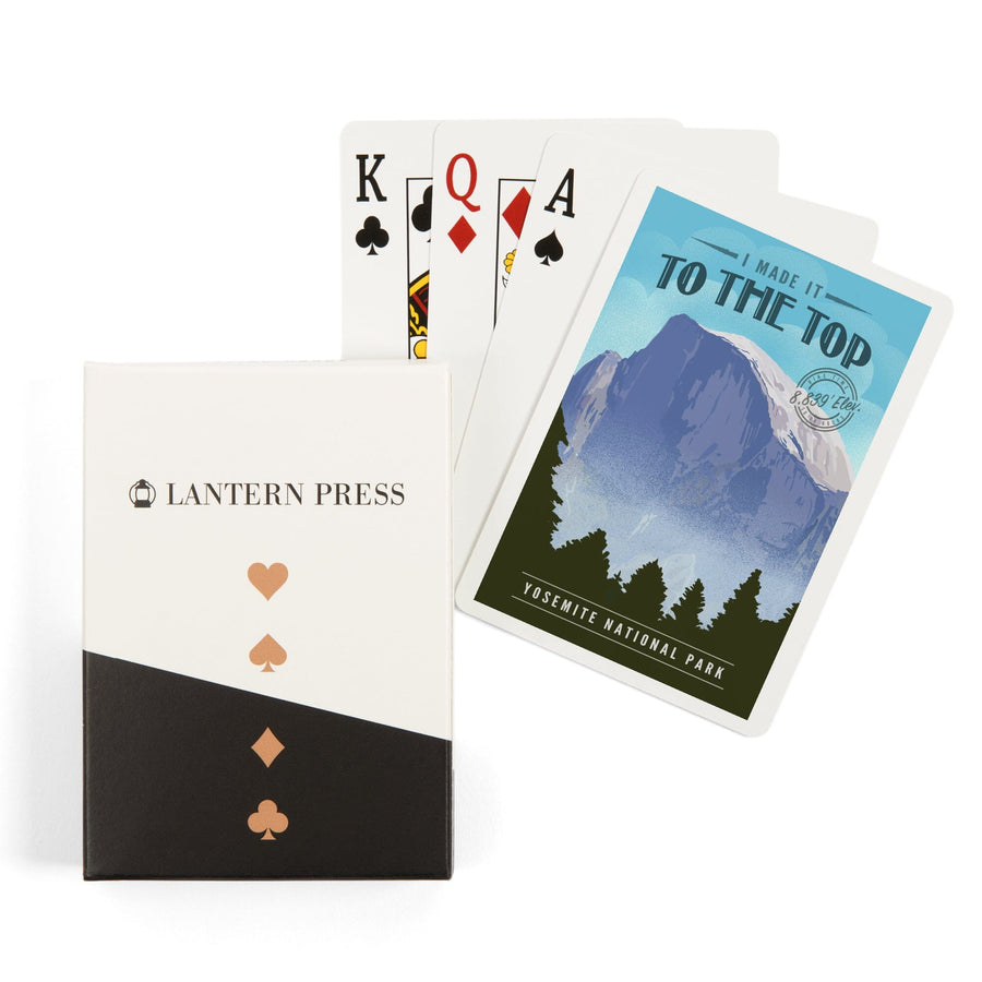 Playing Cards, Yosemite National Park, California, I Made it to the Top, Half Dome, Lithograph, 52 Card Deck with Jokers in Box, Unique Art Cards Lantern Press 
