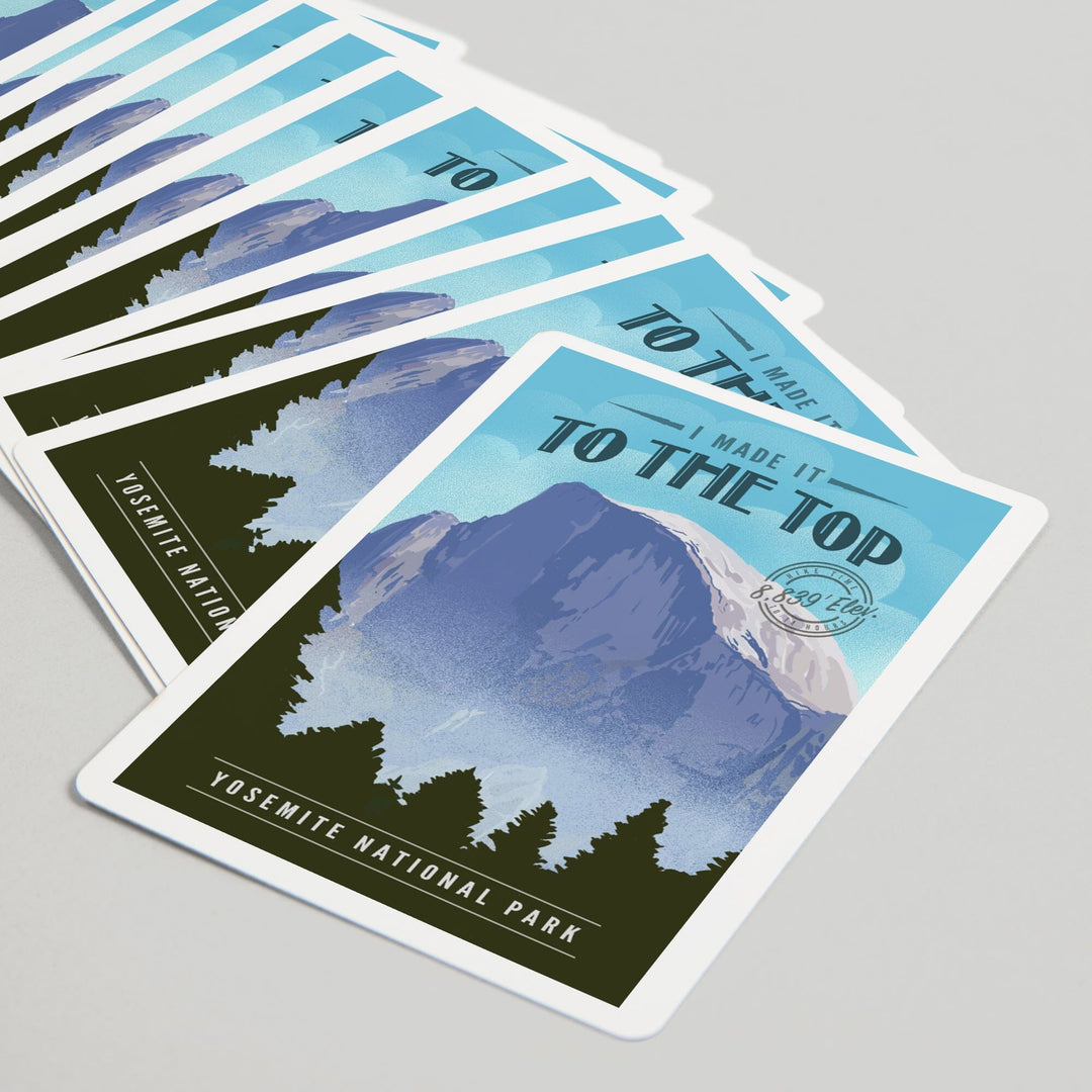 Playing Cards, Yosemite National Park, California, I Made it to the Top, Half Dome, Lithograph, 52 Card Deck with Jokers in Box, Unique Art Cards Lantern Press 