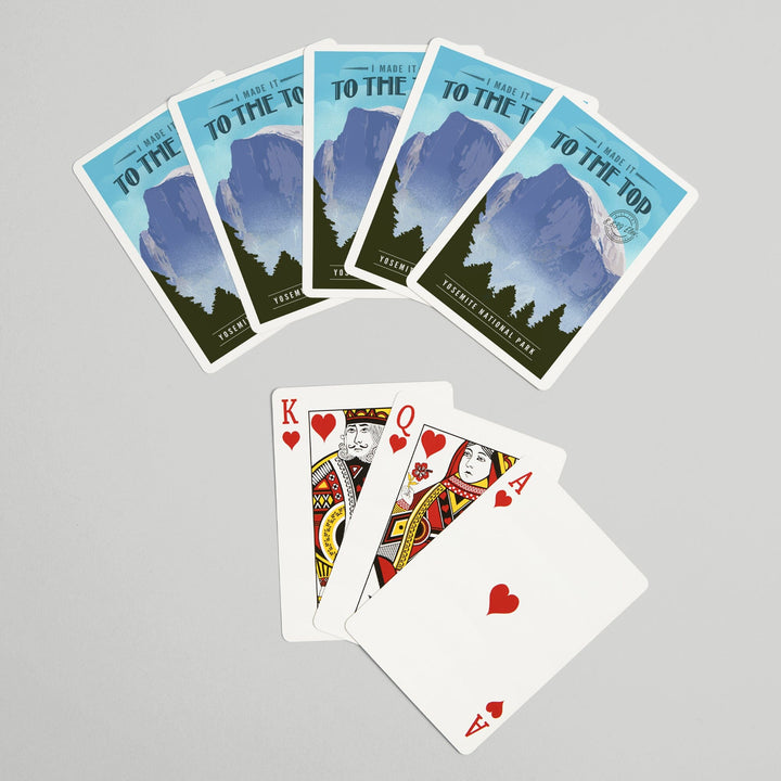 Playing Cards, Yosemite National Park, California, I Made it to the Top, Half Dome, Lithograph, 52 Card Deck with Jokers in Box, Unique Art Cards Lantern Press 