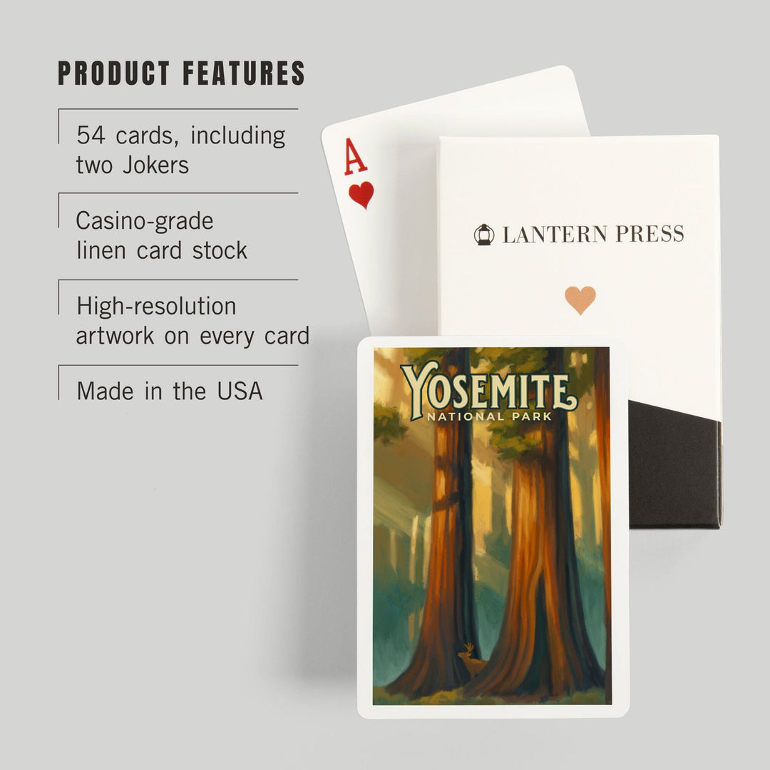 Playing Cards, Yosemite National Park, California, Oil Painting, 52 Card Deck with Jokers in Box, Unique Art Cards Lantern Press 