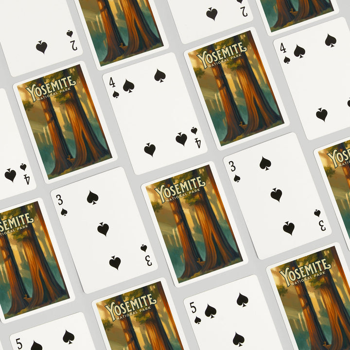 Playing Cards, Yosemite National Park, California, Oil Painting, 52 Card Deck with Jokers in Box, Unique Art Cards Lantern Press 