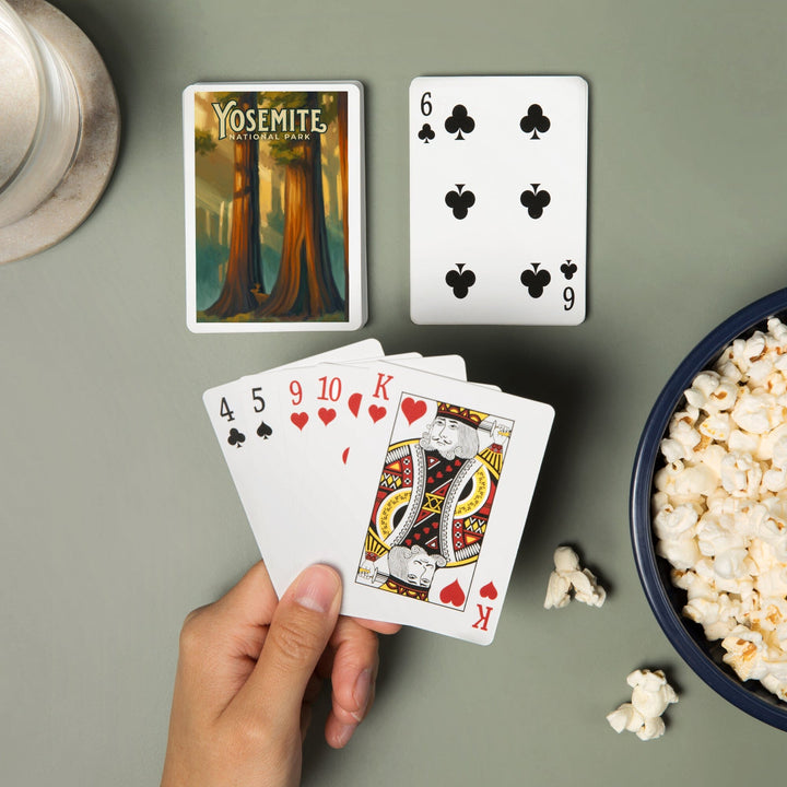 Playing Cards, Yosemite National Park, California, Oil Painting, 52 Card Deck with Jokers in Box, Unique Art Cards Lantern Press 