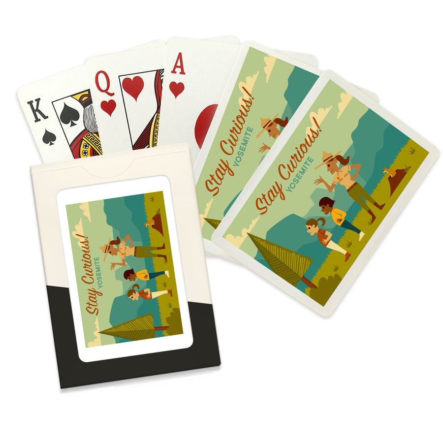 Playing Cards, Yosemite National Park, California, Stay Curious, Ranger Scene, Geometric, 52 Card Deck with Jokers in Box, Unique Art Cards Lantern Press 
