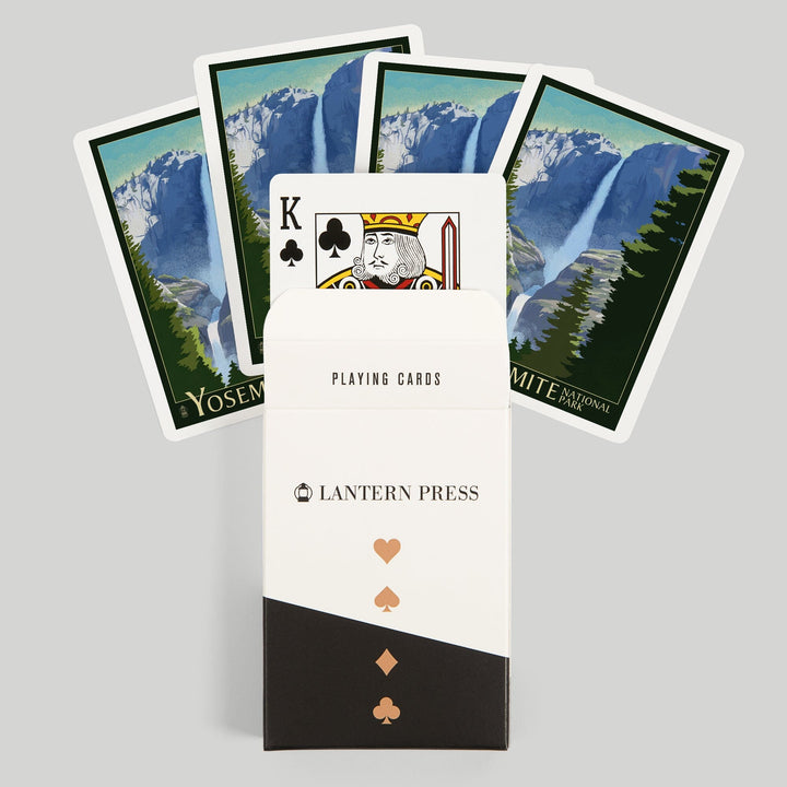 Playing Cards, Yosemite National Park, California, Yosemite Falls, Lithography, 52 Card Deck with Jokers in Box, Unique Art Cards Lantern Press 