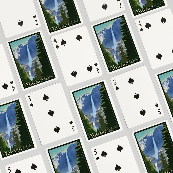 Playing Cards, Yosemite National Park, California, Yosemite Falls, Lithography, 52 Card Deck with Jokers in Box, Unique Art Cards Lantern Press 