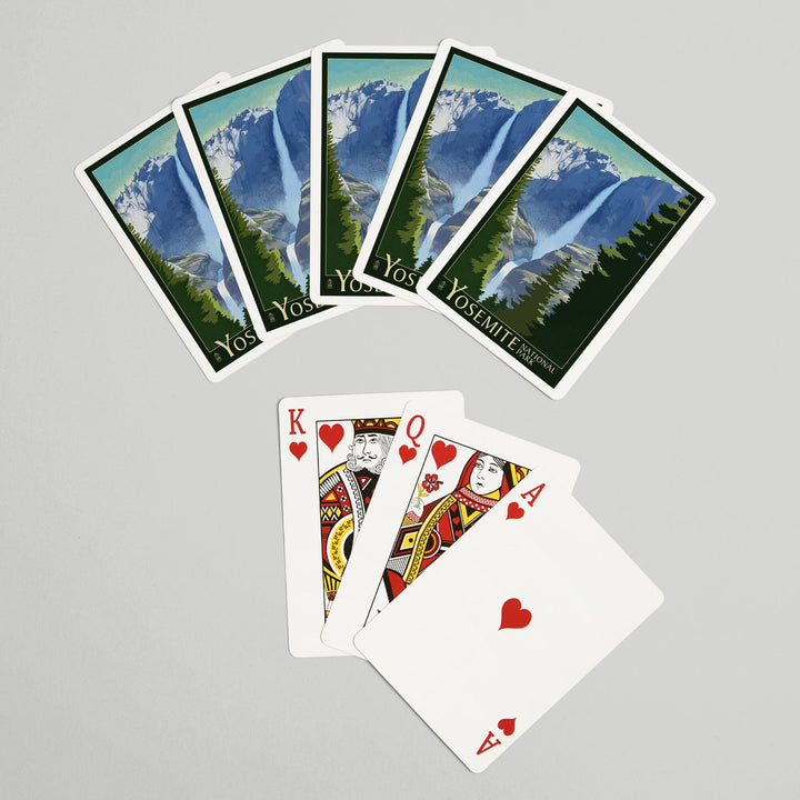 Playing Cards, Yosemite National Park, California, Yosemite Falls, Lithography, 52 Card Deck with Jokers in Box, Unique Art Cards Lantern Press 