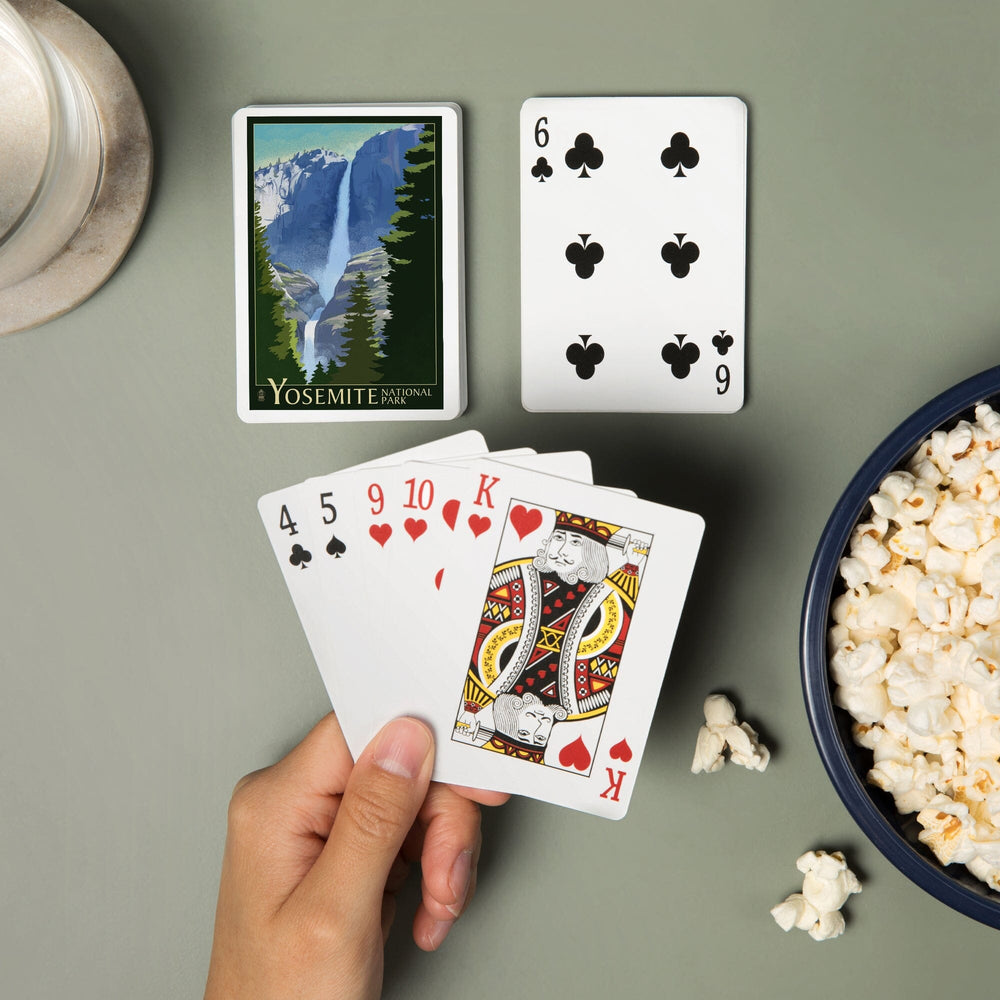 Playing Cards, Yosemite National Park, California, Yosemite Falls, Lithography, 52 Card Deck with Jokers in Box, Unique Art Cards Lantern Press 