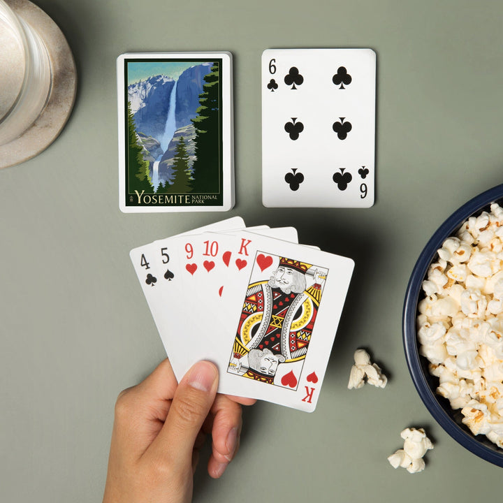 Playing Cards, Yosemite National Park, California, Yosemite Falls, Lithography, 52 Card Deck with Jokers in Box, Unique Art Cards Lantern Press 