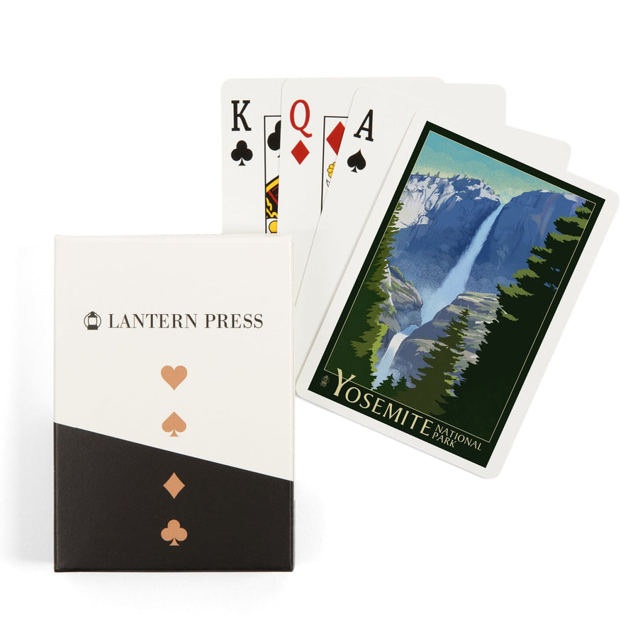Playing Cards, Yosemite National Park, California, Yosemite Falls, Lithography, 52 Card Deck with Jokers in Box, Unique Art Cards Lantern Press 
