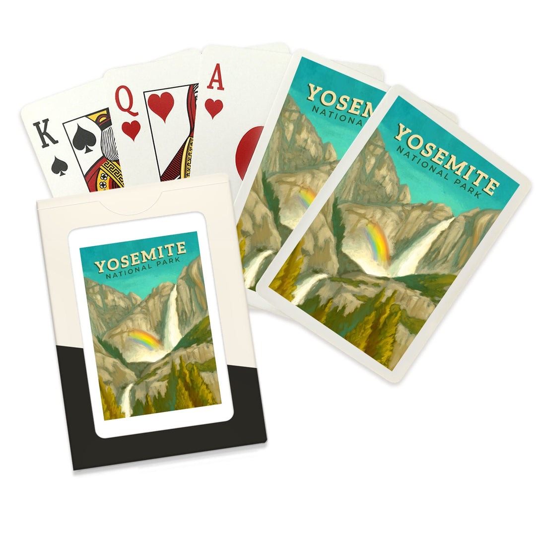 Playing Cards, Yosemite National Park, California, Yosemite Falls, Oil Painting, 52 Card Deck with Jokers in Box, Unique Art Cards Lantern Press 