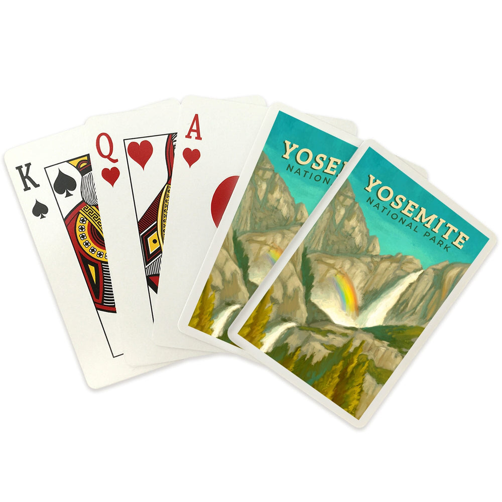 Playing Cards, Yosemite National Park, California, Yosemite Falls, Oil Painting, 52 Card Deck with Jokers in Box, Unique Art Cards Lantern Press 
