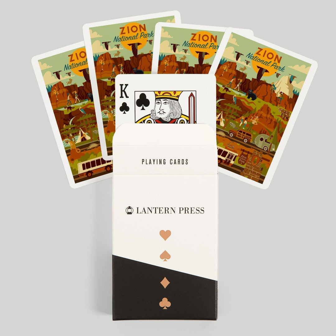 Playing Cards, Zion National Park, Geometric National Park Series, 52 Card Deck with Jokers in Box, Unique Art Cards Lantern Press 