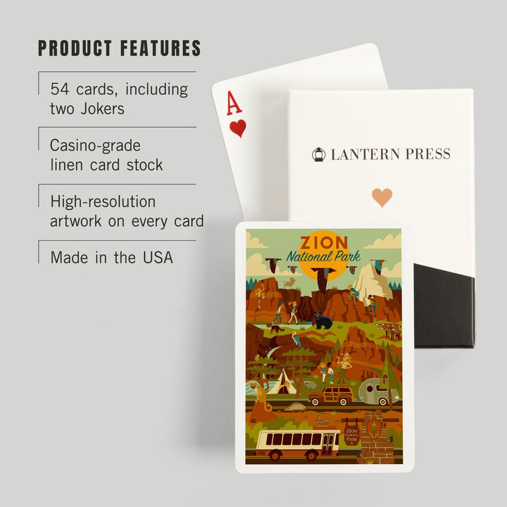 Playing Cards, Zion National Park, Geometric National Park Series, 52 Card Deck with Jokers in Box, Unique Art Cards Lantern Press 