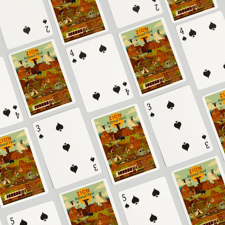 Playing Cards, Zion National Park, Geometric National Park Series, 52 Card Deck with Jokers in Box, Unique Art Cards Lantern Press 