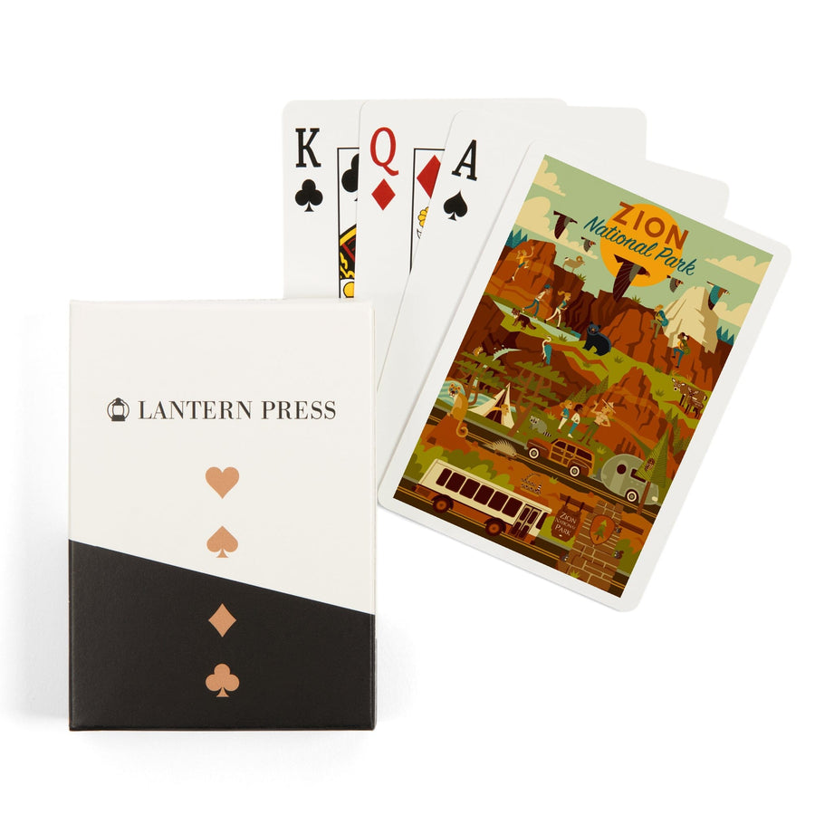 Playing Cards, Zion National Park, Geometric National Park Series, 52 Card Deck with Jokers in Box, Unique Art Cards Lantern Press 