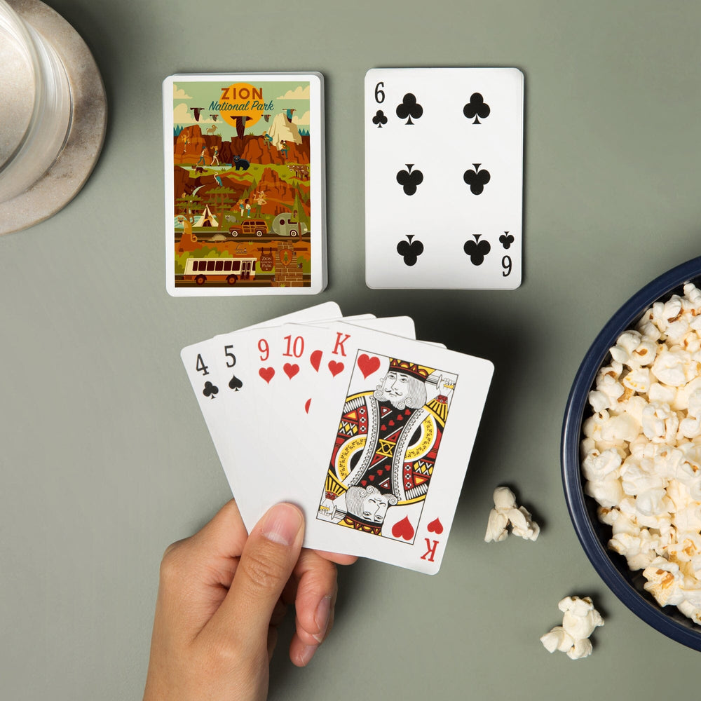 Playing Cards, Zion National Park, Geometric National Park Series, 52 Card Deck with Jokers in Box, Unique Art Cards Lantern Press 