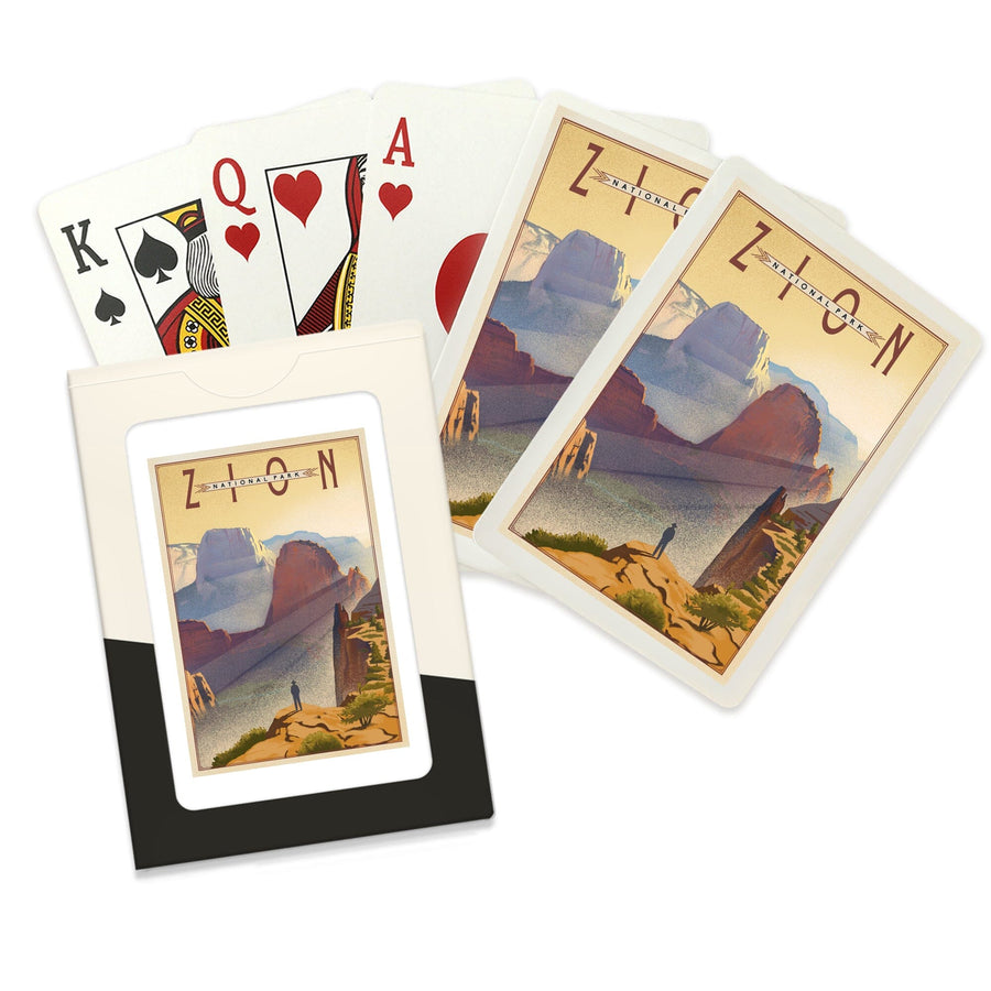 Playing Cards, Zion National Park, Lithograph, 52 Card Deck with Jokers in Box, Unique Art Cards Lantern Press 