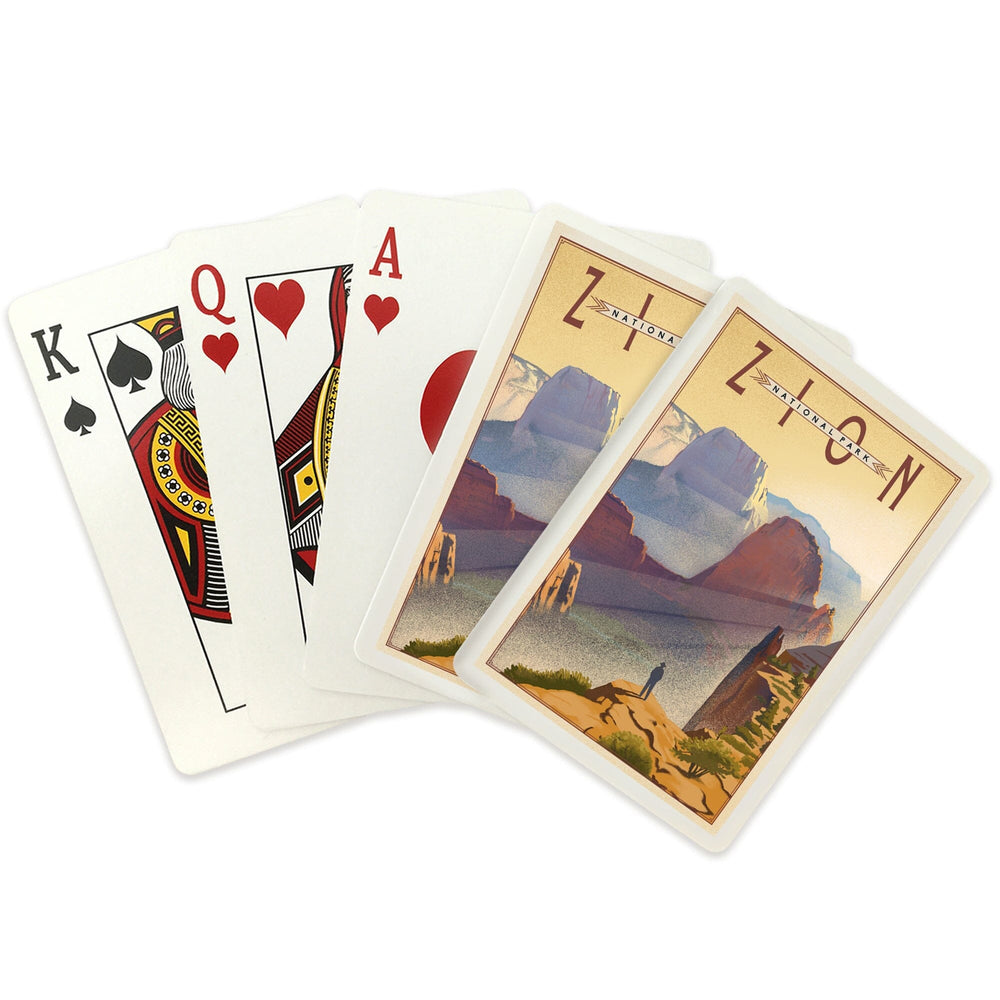 Playing Cards, Zion National Park, Lithograph, 52 Card Deck with Jokers in Box, Unique Art Cards Lantern Press 