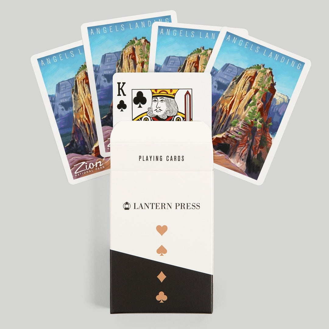 Playing Cards, Zion National Park, Utah, Angels Landing, Oil Painting, 52 Card Deck with Jokers in Box, Unique Art Cards Lantern Press 