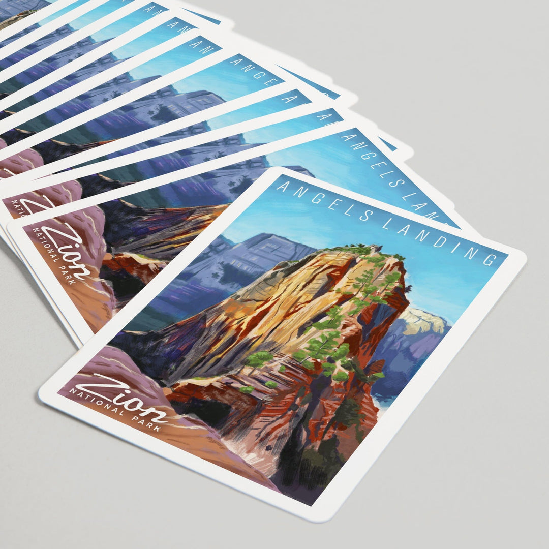 Playing Cards, Zion National Park, Utah, Angels Landing, Oil Painting, 52 Card Deck with Jokers in Box, Unique Art Cards Lantern Press 