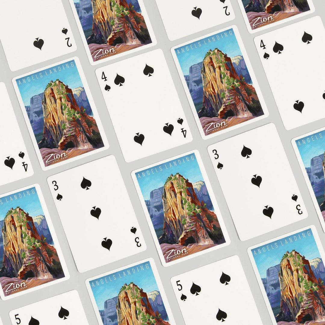 Playing Cards, Zion National Park, Utah, Angels Landing, Oil Painting, 52 Card Deck with Jokers in Box, Unique Art Cards Lantern Press 