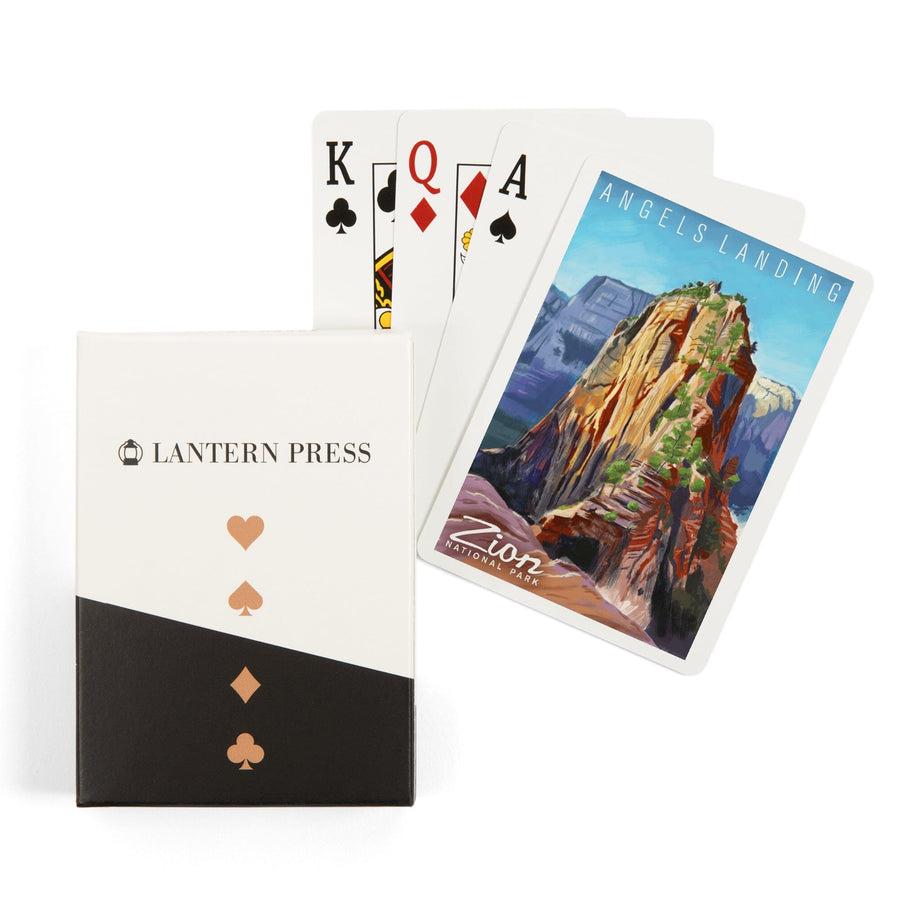 Playing Cards, Zion National Park, Utah, Angels Landing, Oil Painting, 52 Card Deck with Jokers in Box, Unique Art Cards Lantern Press 