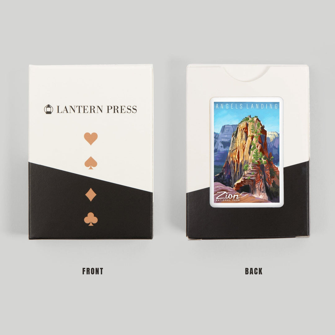 Playing Cards, Zion National Park, Utah, Angels Landing, Oil Painting, 52 Card Deck with Jokers in Box, Unique Art Cards Lantern Press 