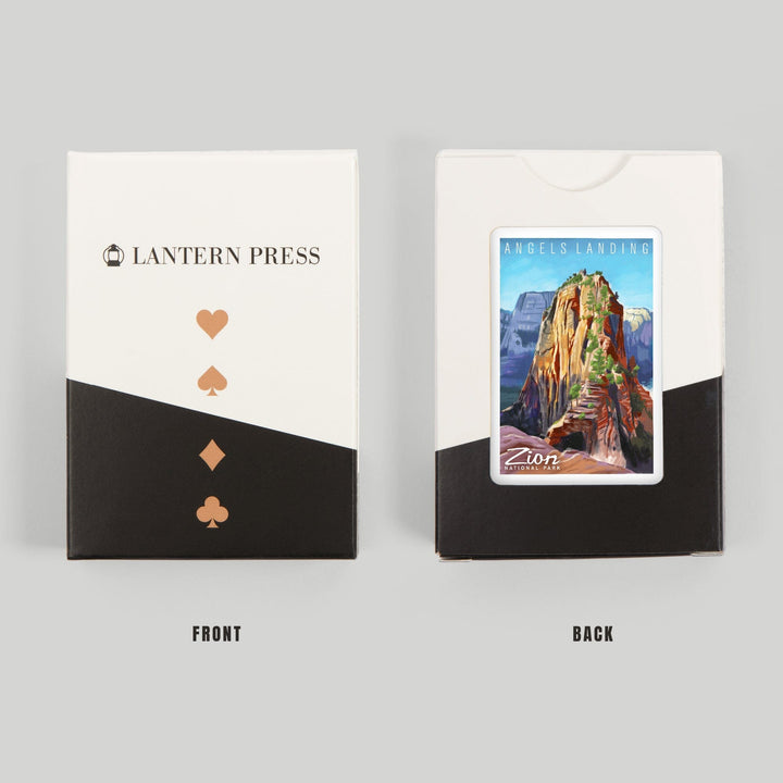 Playing Cards, Zion National Park, Utah, Angels Landing, Oil Painting, 52 Card Deck with Jokers in Box, Unique Art Cards Lantern Press 
