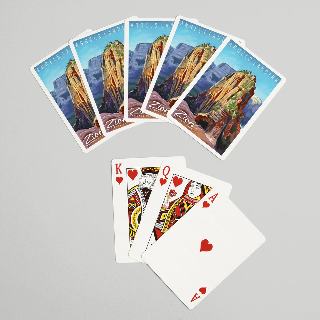 Playing Cards, Zion National Park, Utah, Angels Landing, Oil Painting, 52 Card Deck with Jokers in Box, Unique Art Cards Lantern Press 