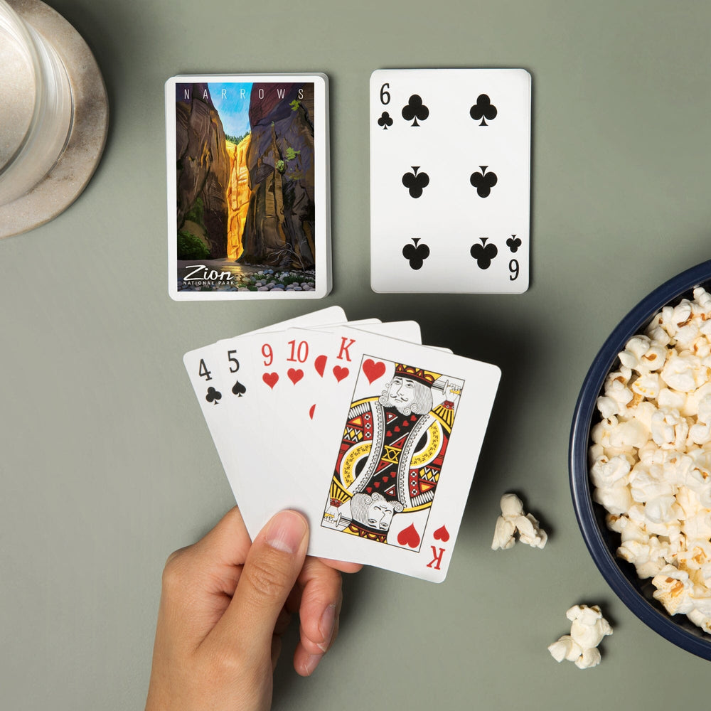 Playing Cards, Zion National Park, Utah, Narrows, Oil Painting, 52 Card Deck with Jokers in Box, Unique Art Cards Lantern Press 