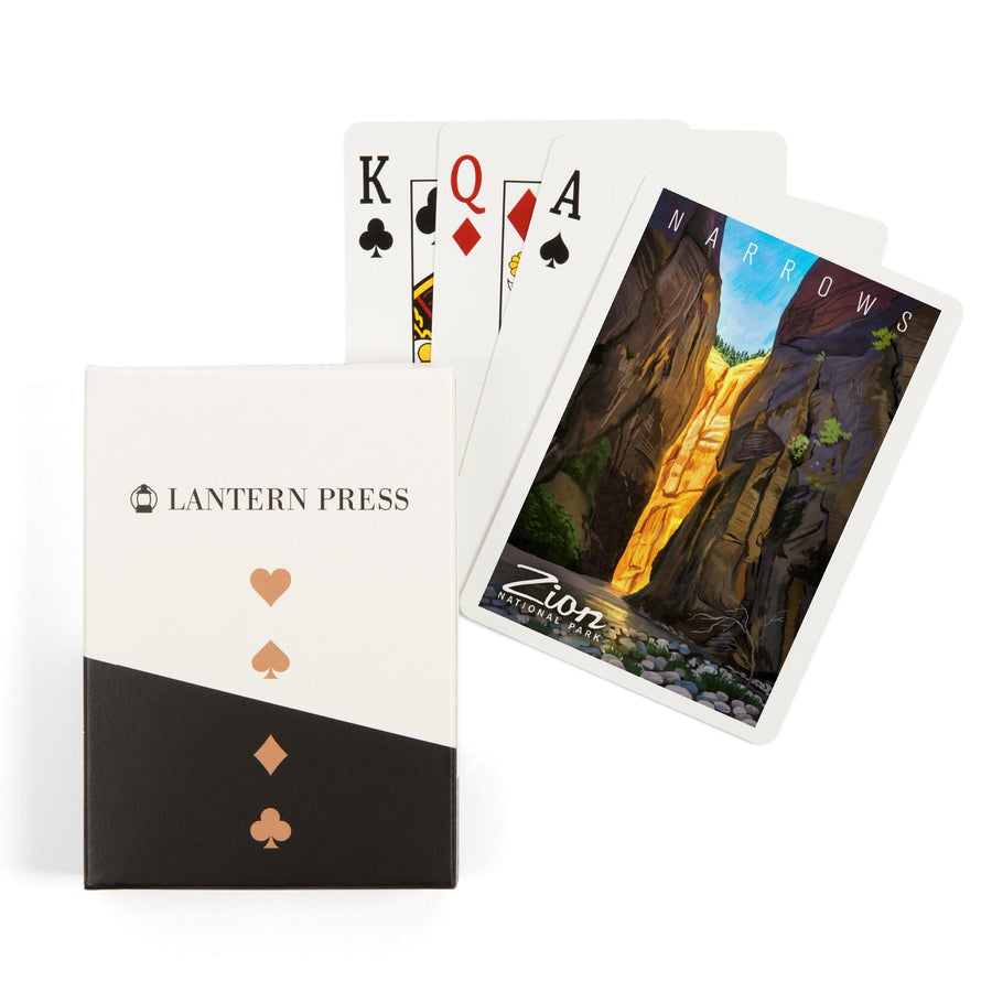 Playing Cards, Zion National Park, Utah, Narrows, Oil Painting, 52 Card Deck with Jokers in Box, Unique Art Cards Lantern Press 