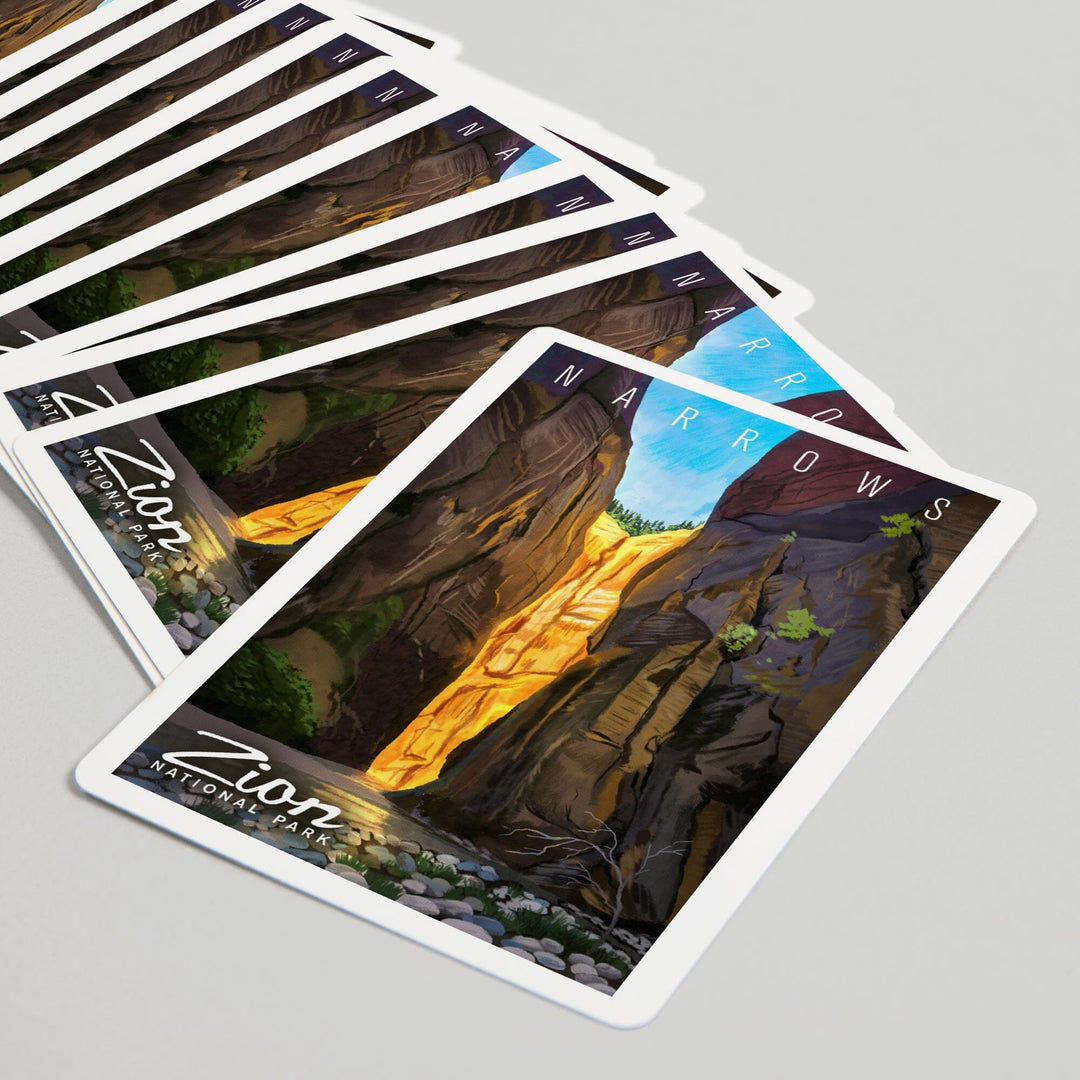 Playing Cards, Zion National Park, Utah, Narrows, Oil Painting, 52 Card Deck with Jokers in Box, Unique Art Cards Lantern Press 